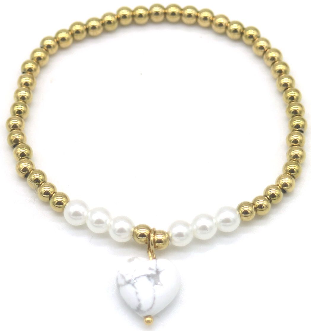 S. Steel Bracelet Stone Heart