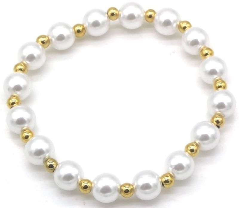 S. Steel Bracelet With Pearls