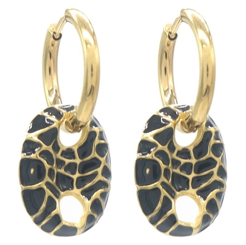 S. Steel Earrings 3cm Black