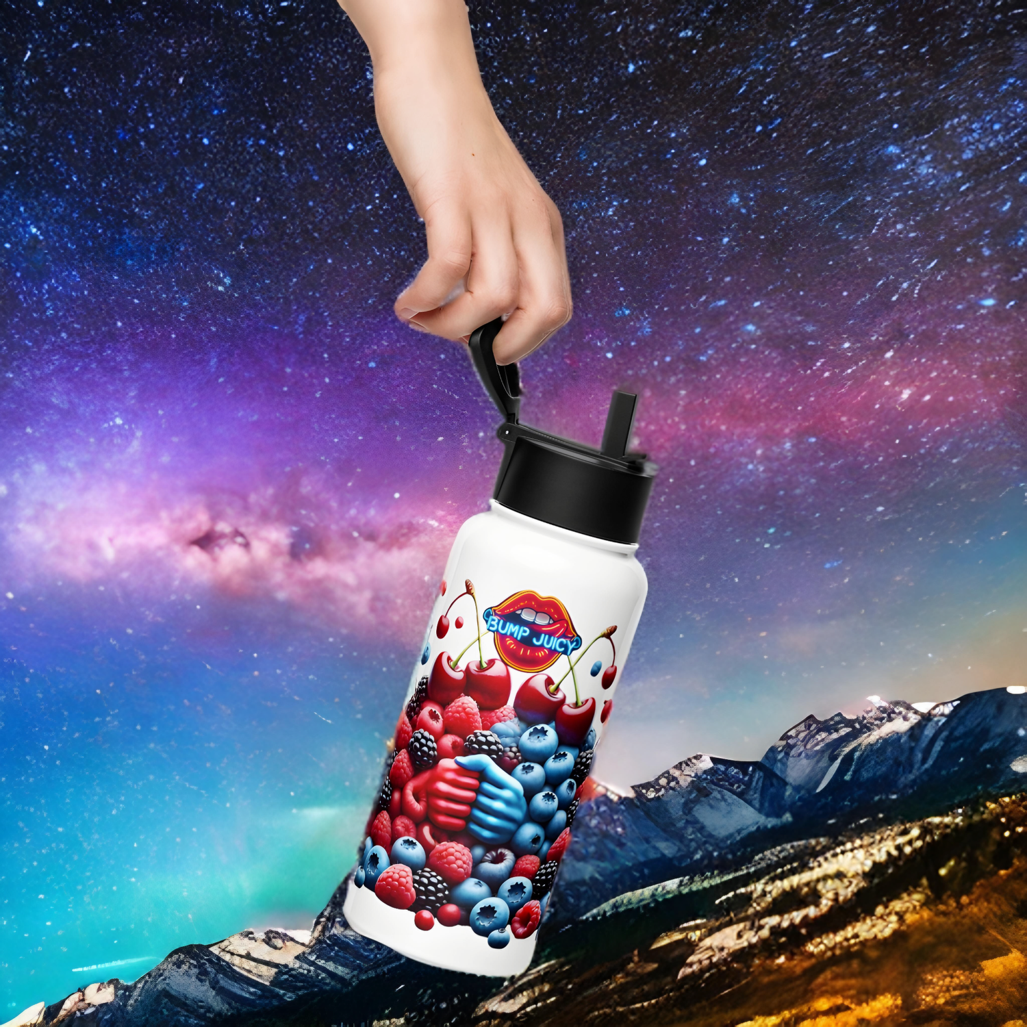 Clash of Flavors Stainless steel water bottle with a straw lid 