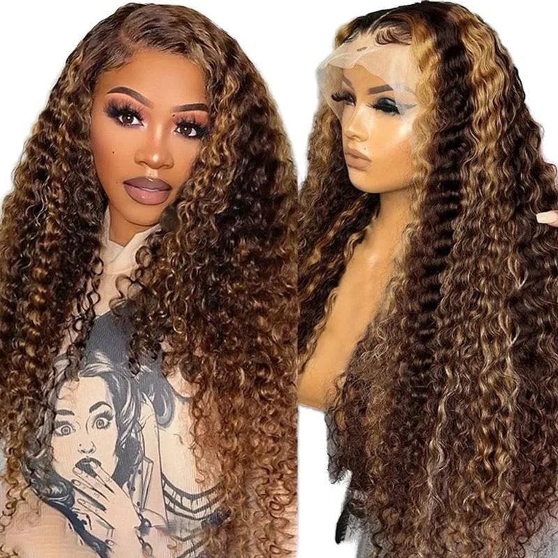 Highlighted Water Wave Human Hair Lace Wig