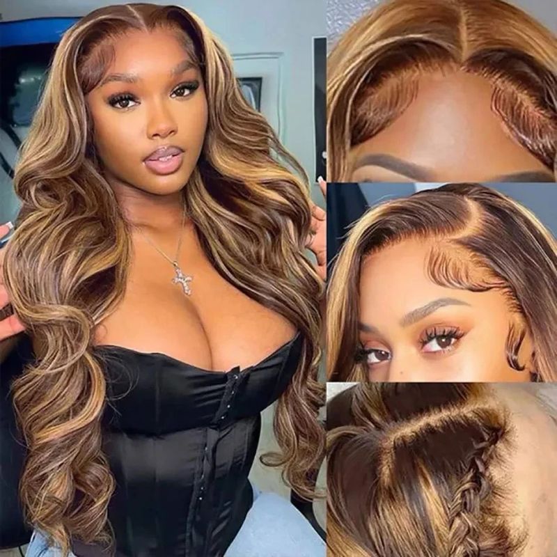 Body Wave Highlighted Human Hair Lace Wig
