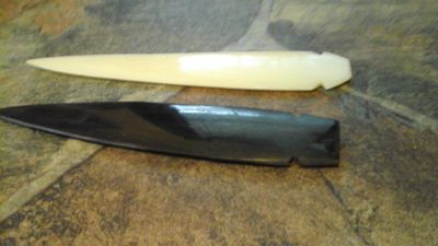 Buffalo Bone and Horn Spearhead Spear Point / knife/ letter opener for( 1 buffalo horn and 1 buffalo bone spearhead point)