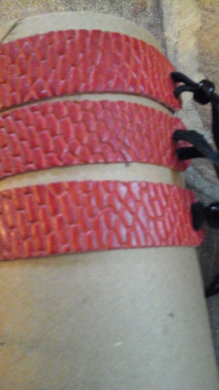 Lizard Leather Cuff Bracelet For 1 Lot Red Handmade in USA