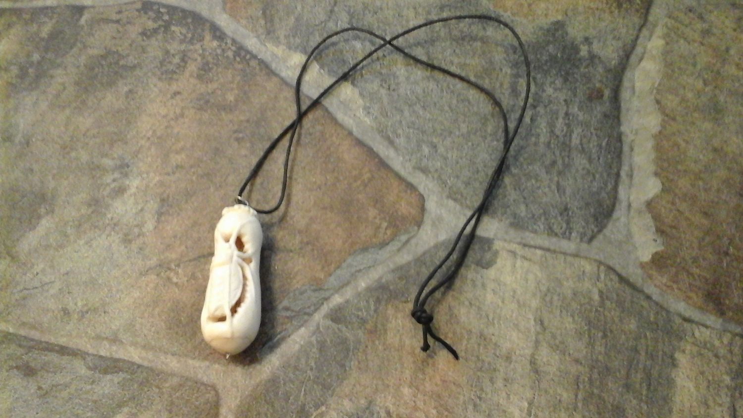 Buffalo Bone Carving (carved roach setting on a eggplant)