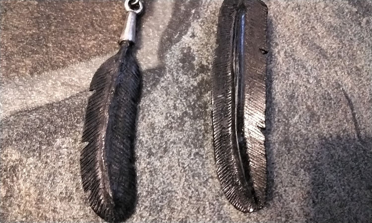 Moose Antler Carved Raven Feather Earring For 1 Hand Carved In USA