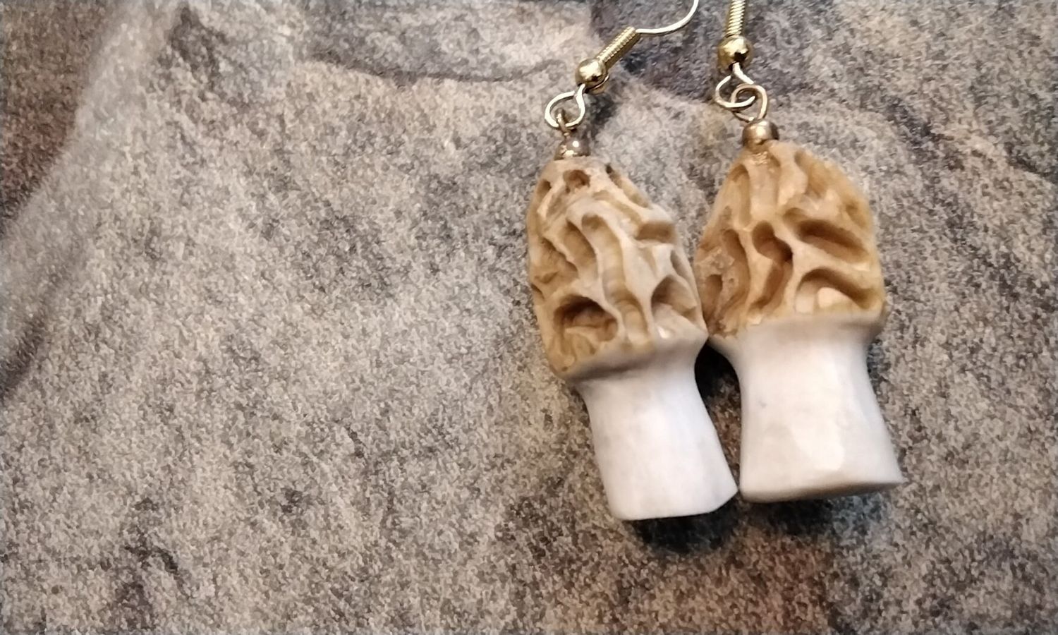 Morel Mushroom Earrings For 1 Pair Hand Carved Out Of Deer Antler From USA