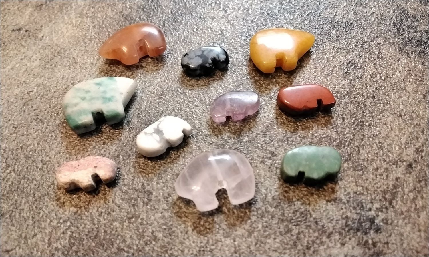 Bear Fetish Beads For 10 Assorted Stone Bears Made  From USA
