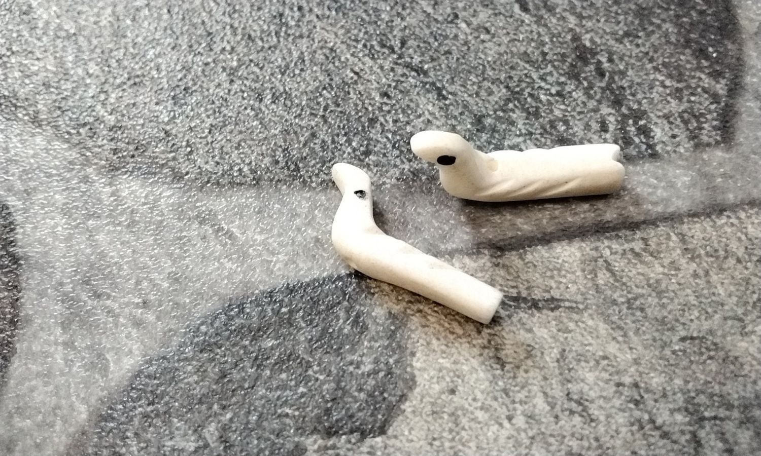 Snake Fetish Beads For 2 Carved Out Of Buffalo Bone
