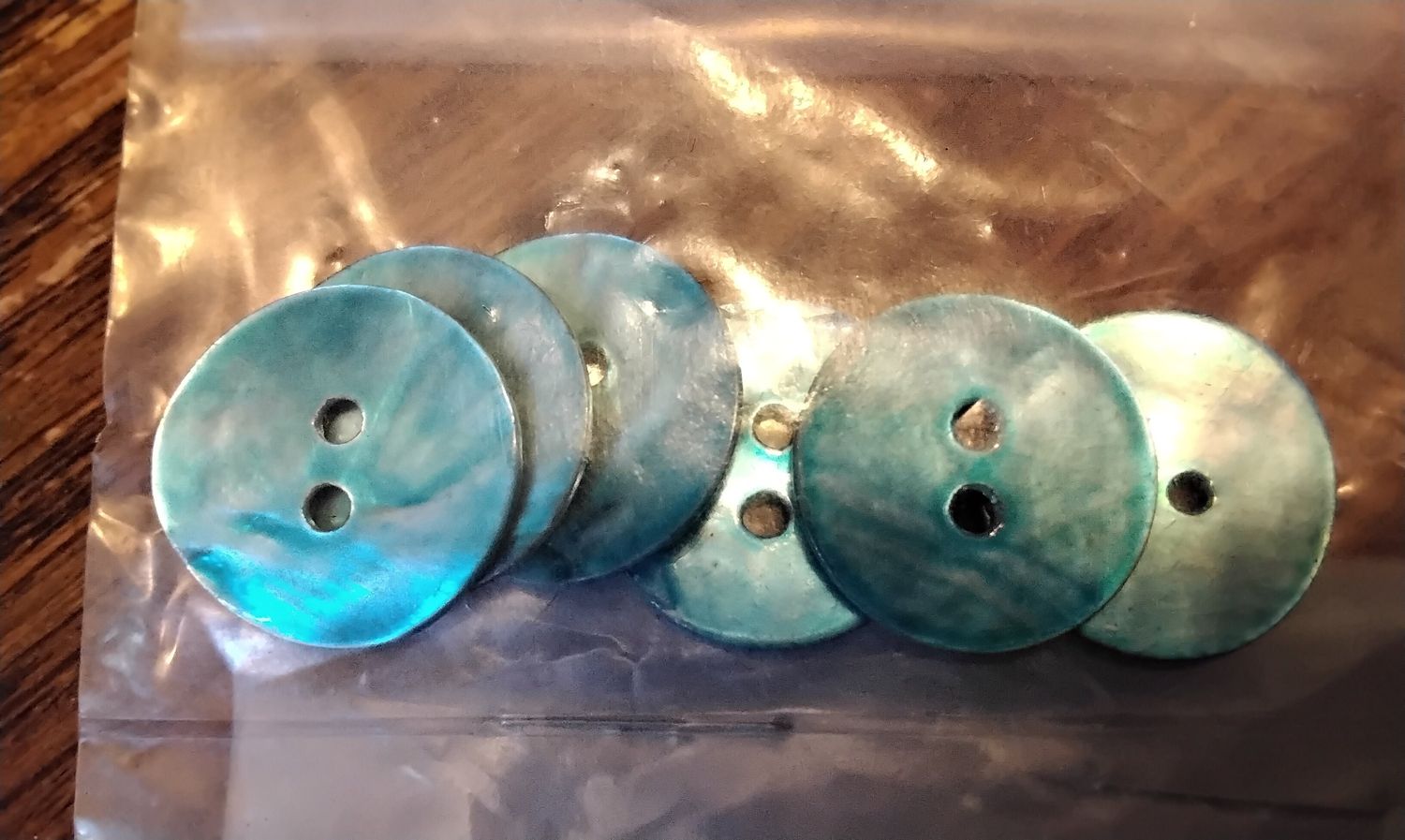 Abalone Shell Disc/Buttons For 6  (2 hole 5/8&quot; Size) Dyed Blue Native American Style