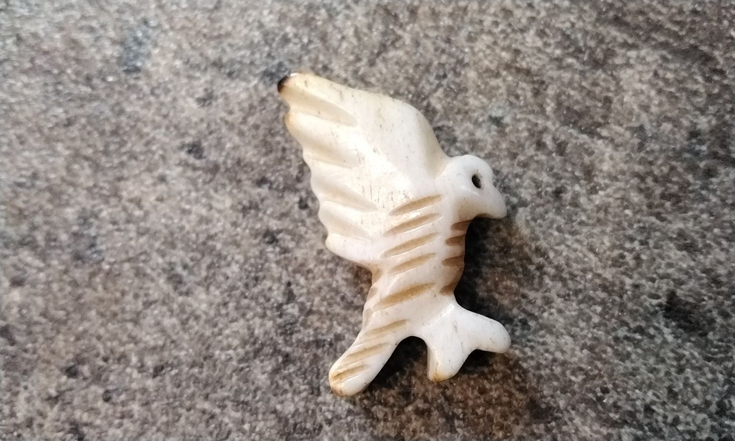 Hawk Fetish Bead Handcarved Out Of Buffalo Bone Lg