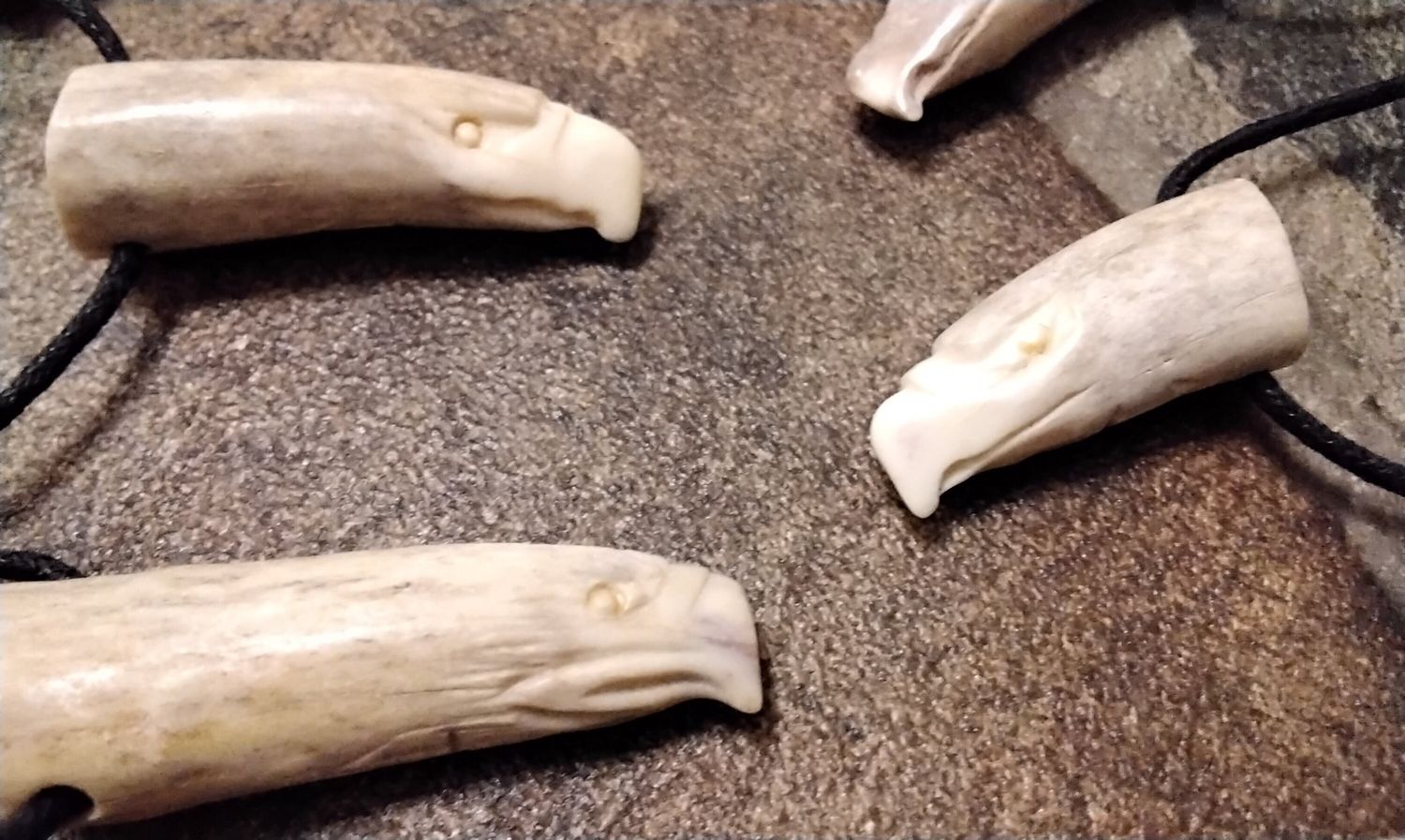 Eagle Head Carved Out Of Deer Antler Tip  Necklace For 1  Hand Carved in USA