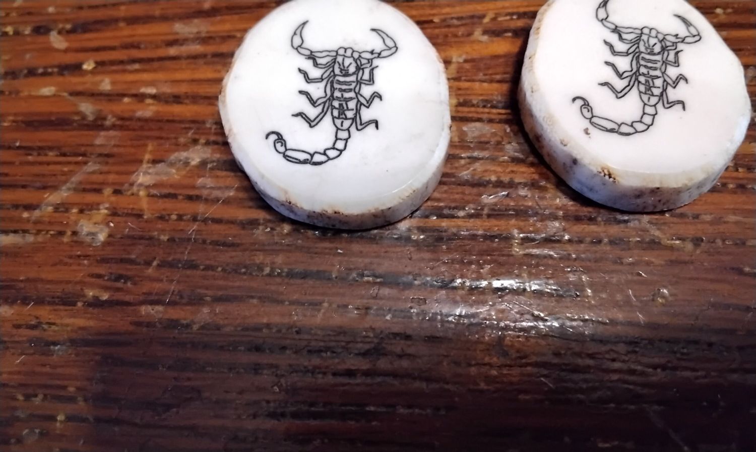 Scorpion Earrings For 1 Pair Of  Scrimshaw Scorpion Carvings On Moose Antler Handmade in USA