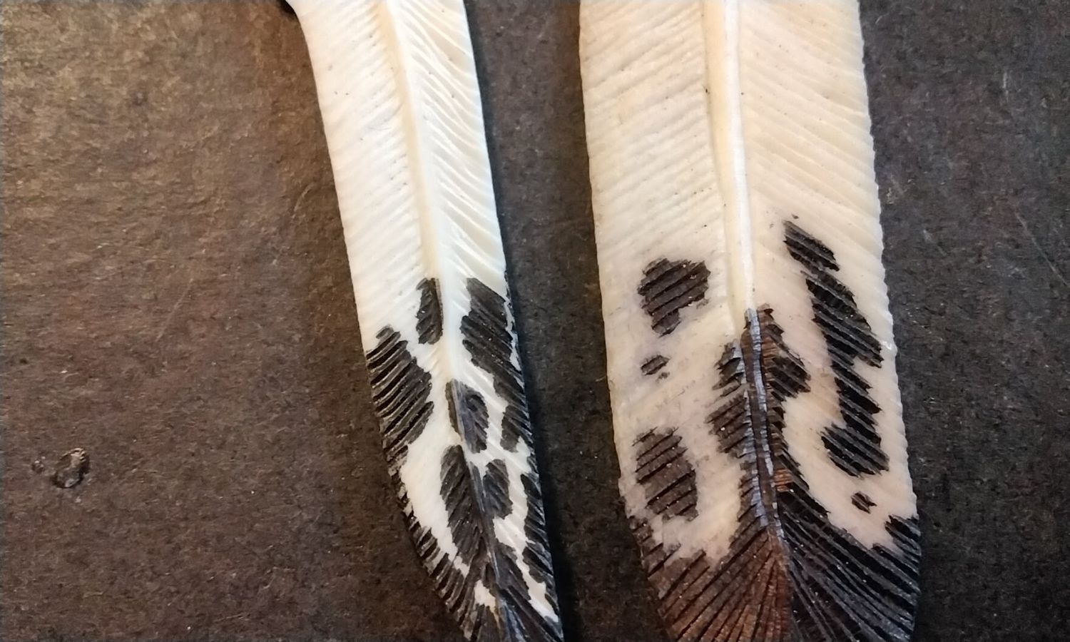 Bison Buffalo Bone Feather For 1 Handcarved To Look Like A Eagle Feather From Fla. USA