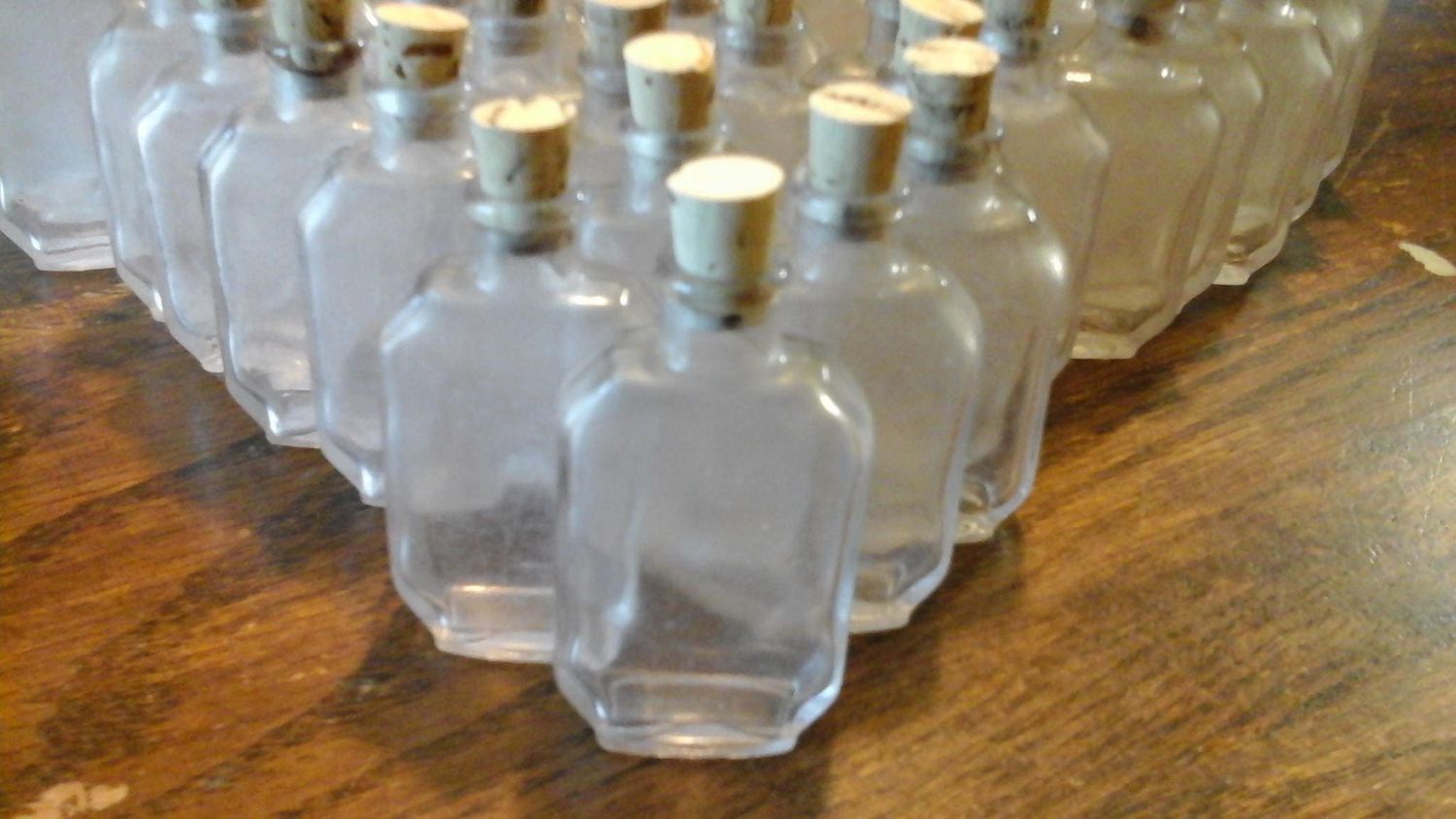 Mini Glass Bottles with new Cork Stoppers for 48 square shape