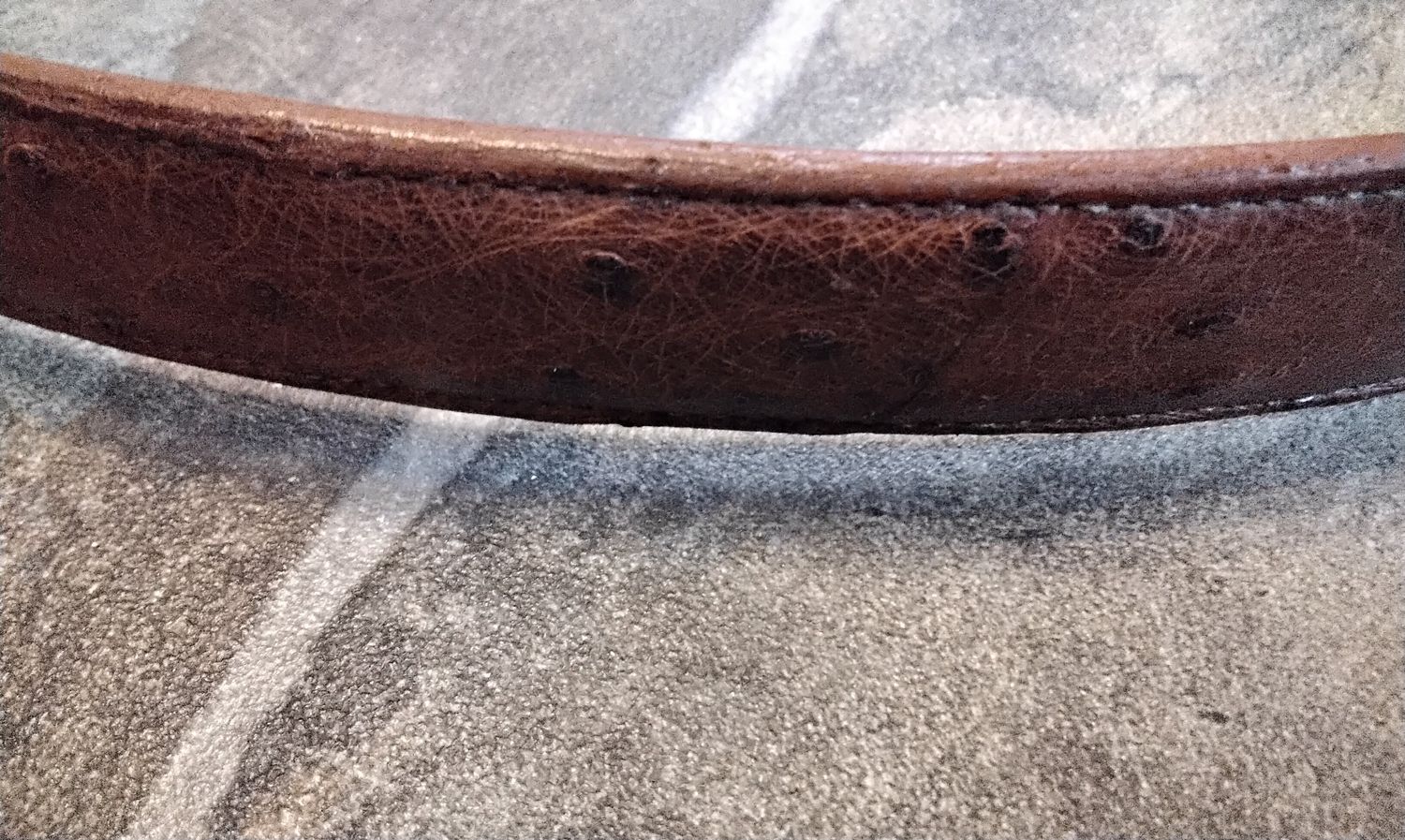 Ostrich Skin Belt Full Quill Size 40 Pant Size Handmade In Made In USA Britsh Tan Color