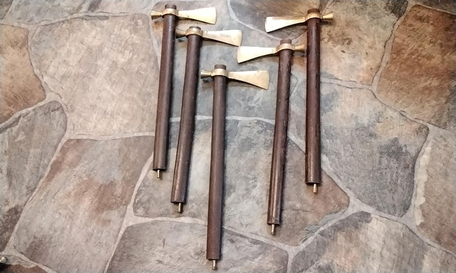 Tomahawk Pipe For 1 Polished Brass With Wood Handle
