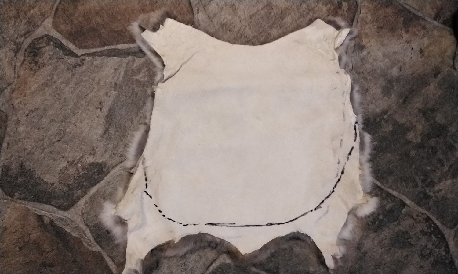 Rabbit Fur Pelt for 1  Grey/Red/White