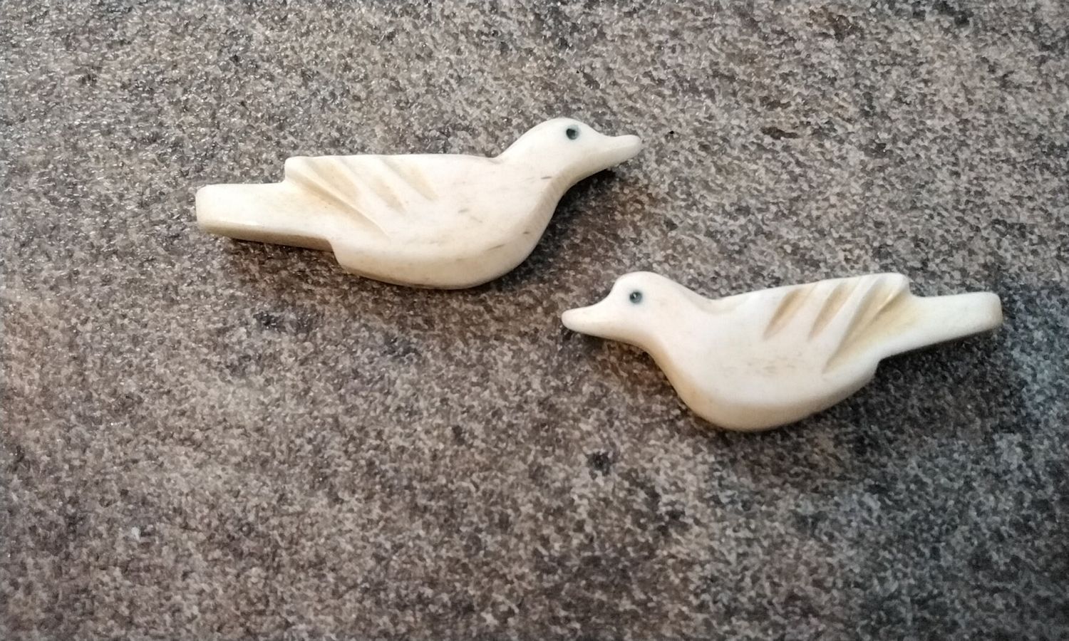 Dove Fetish Beads For 2 Large Carved Out Of Buffalo Bone