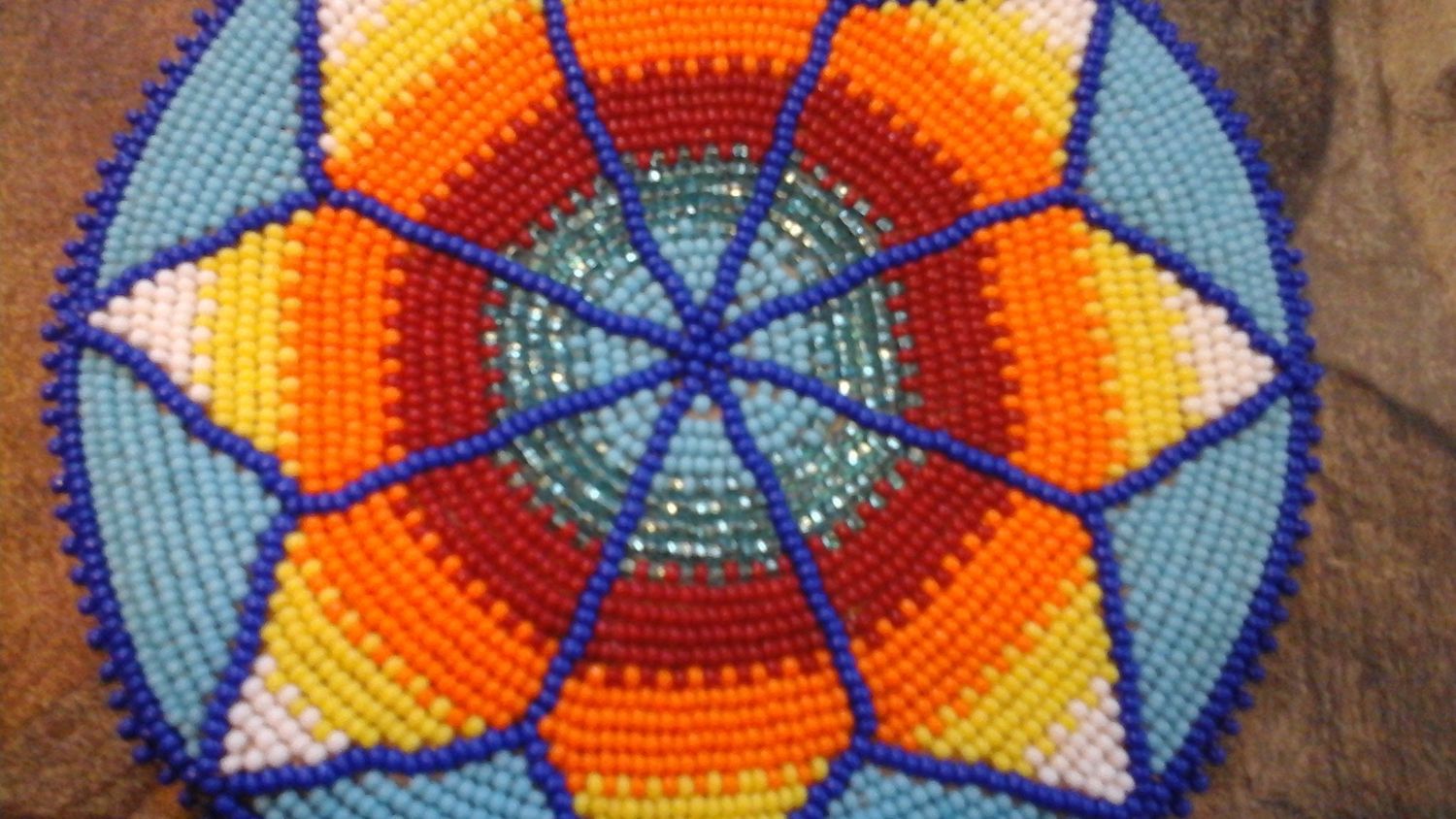 Beaded Rossette Native American Style Handmade In USA Lot # Extra Large 5 1/4&quot;