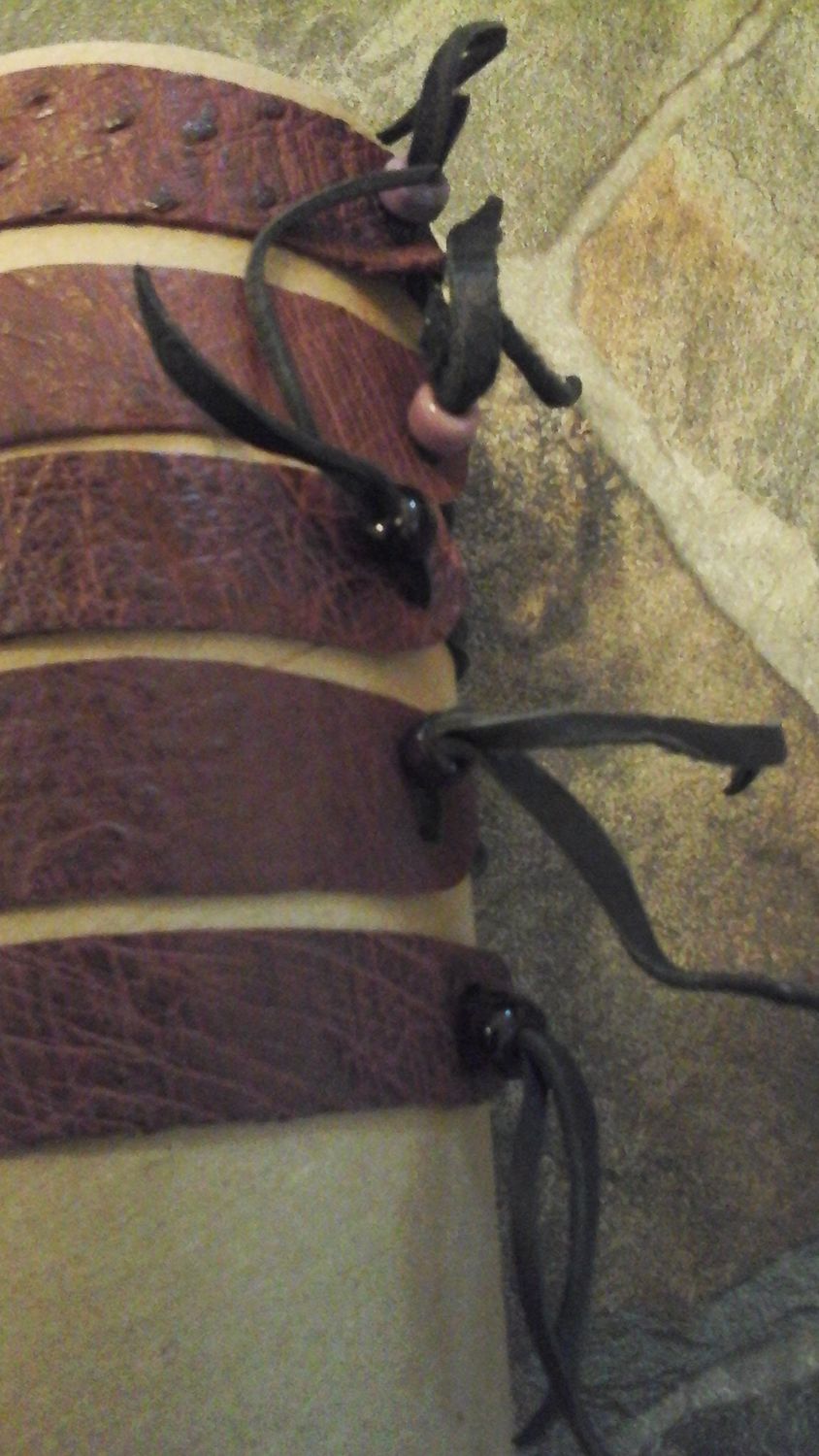 Ostrich Leather Cuff Bracelet For 1  Brown Handmade in USA