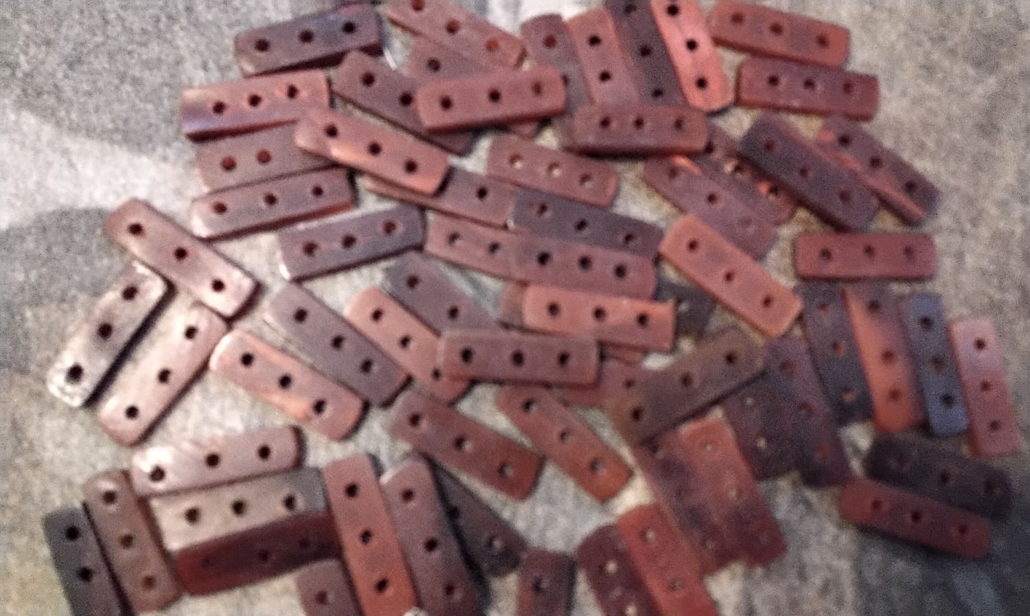 Buffalo Horn Bead Spacer Beads 3 Hole Dyed Red For 20 That Are 1&quot; Size