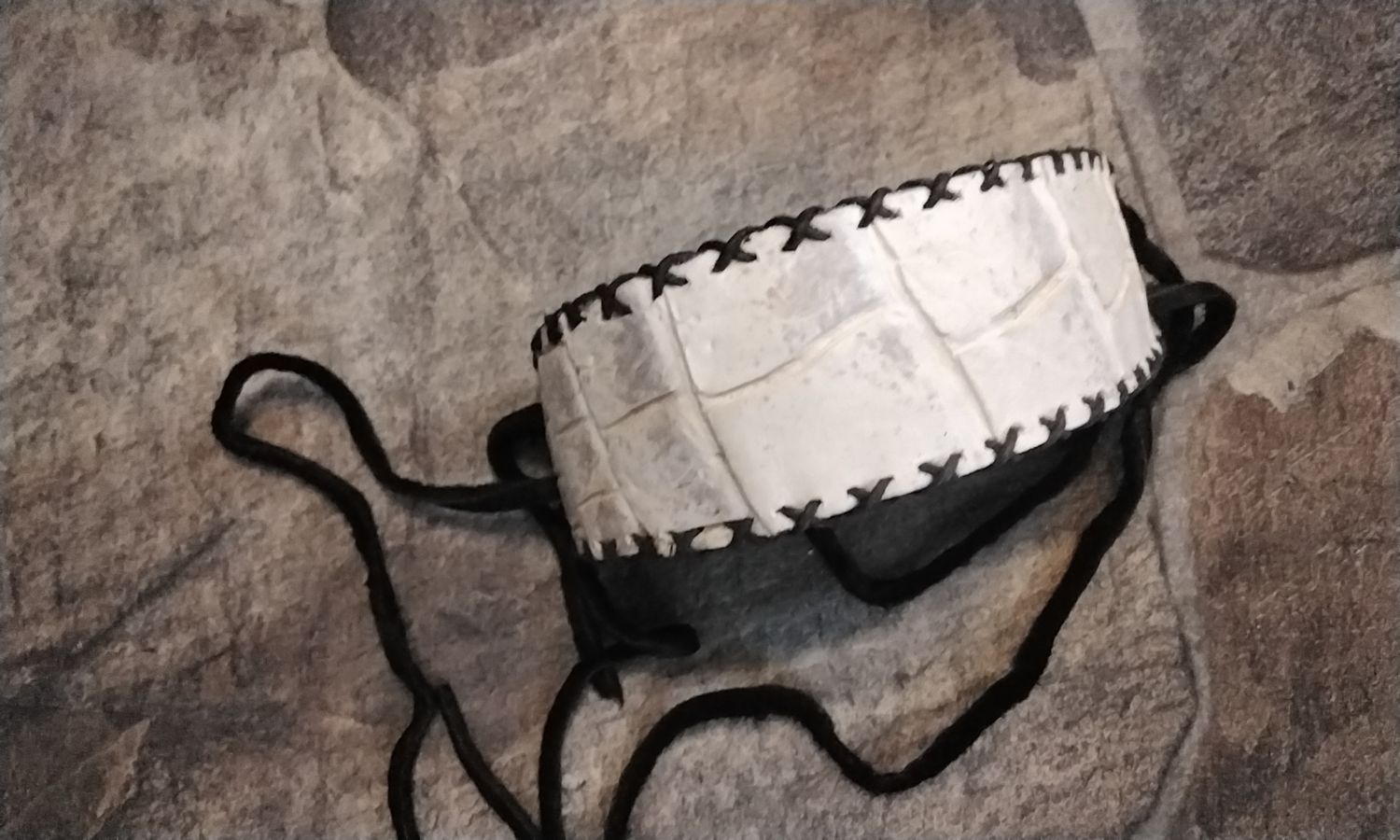 Alligator Leather Cuff Bracelet #1 White Belly