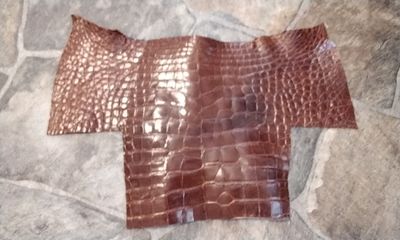 Alligator Leather Skin Piece Super Soft Tanned British Tan Color Farm Raised In Fla. USA 15 3/4&quot; x 9 3/4&quot;  # ASPBT1