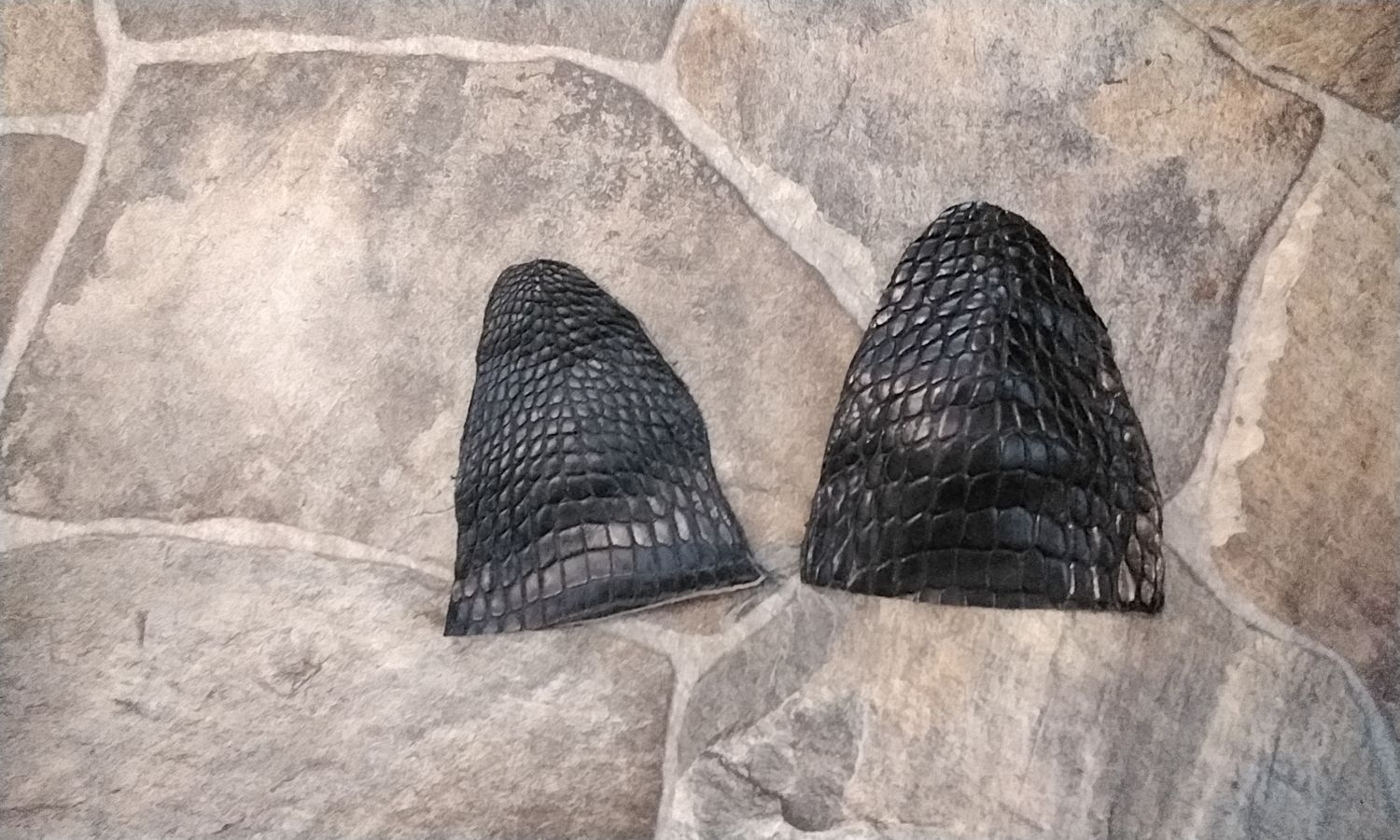 Alligator Throat Skin Piece For 1 Super Soft Tanned Black From Fla. USA Lot# For 2 black that is 5&quot; - 5 3/4&quot; by 4 1/4&quot; - 5&quot;