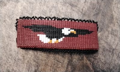Barrette Hair Clip Native American Style # Eagle Red