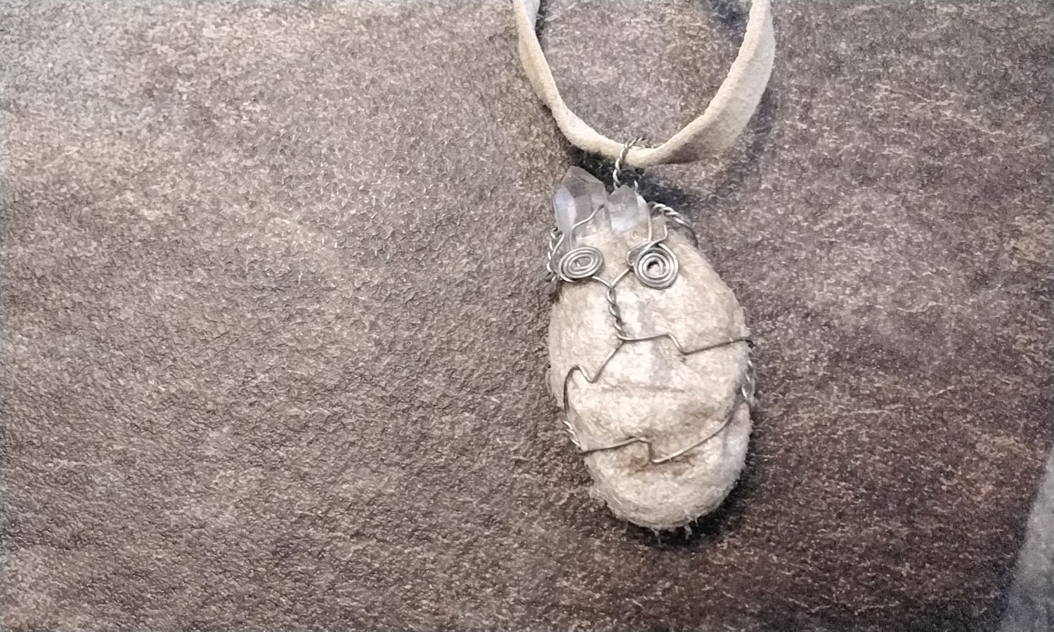 Crystals wrapped in a natural Cocoon sterling silver wire wrapped necklace