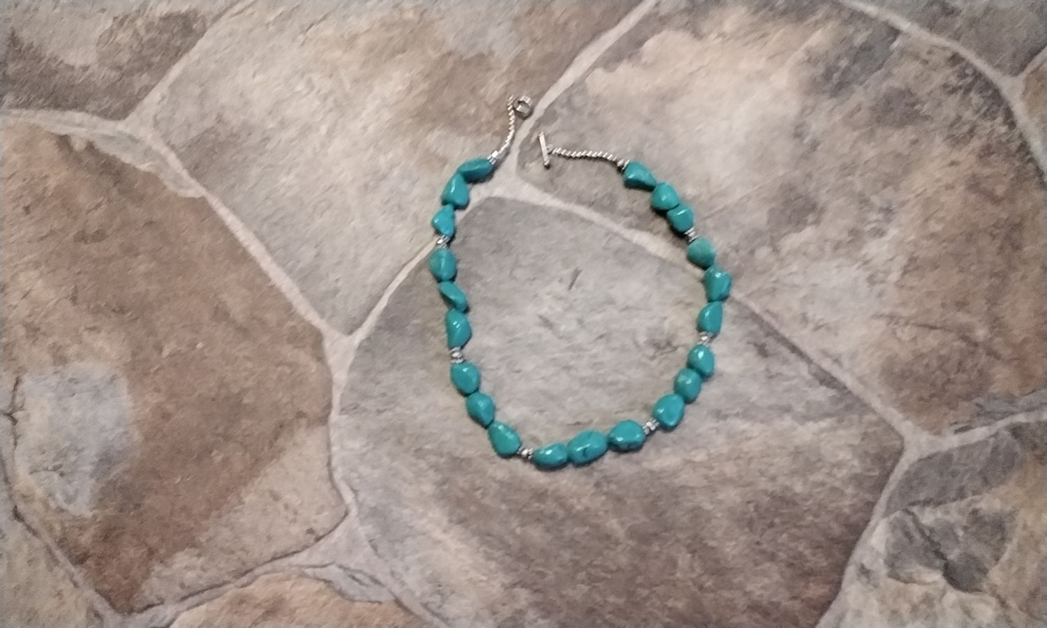 Turquoise Nugget Bead Necklace Handmade in USA Native American Style Lot # 21 Nugget