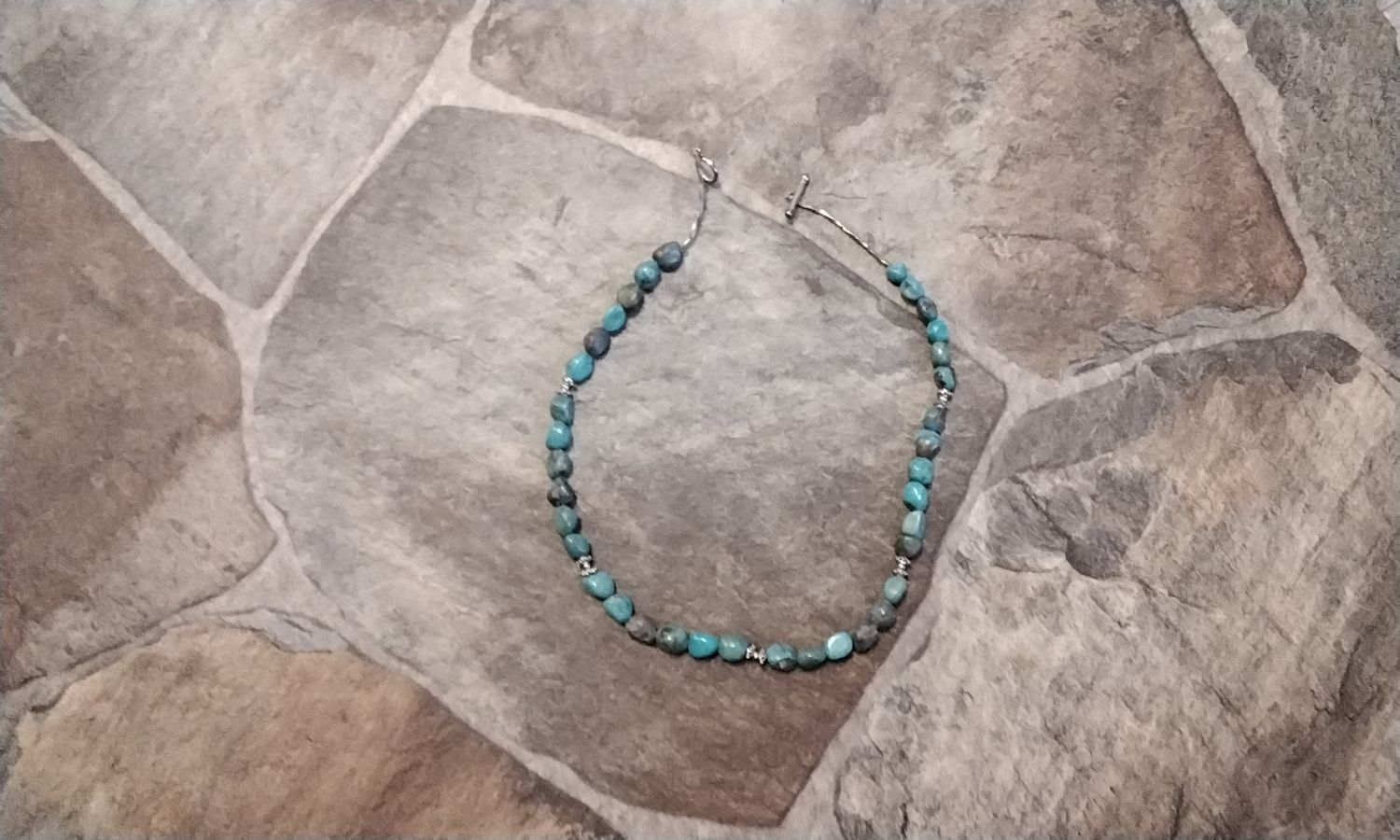 Turquoise Nugget Bead Necklace Handmade in USA Native American Style Lot#36 Nugget