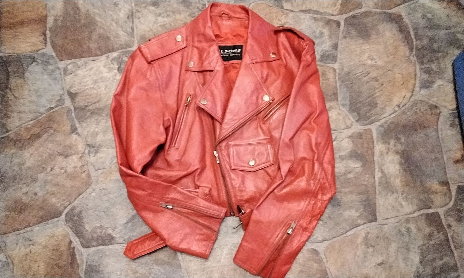 Leather jacket For Large Red Ladies Large Size Leather Jacket