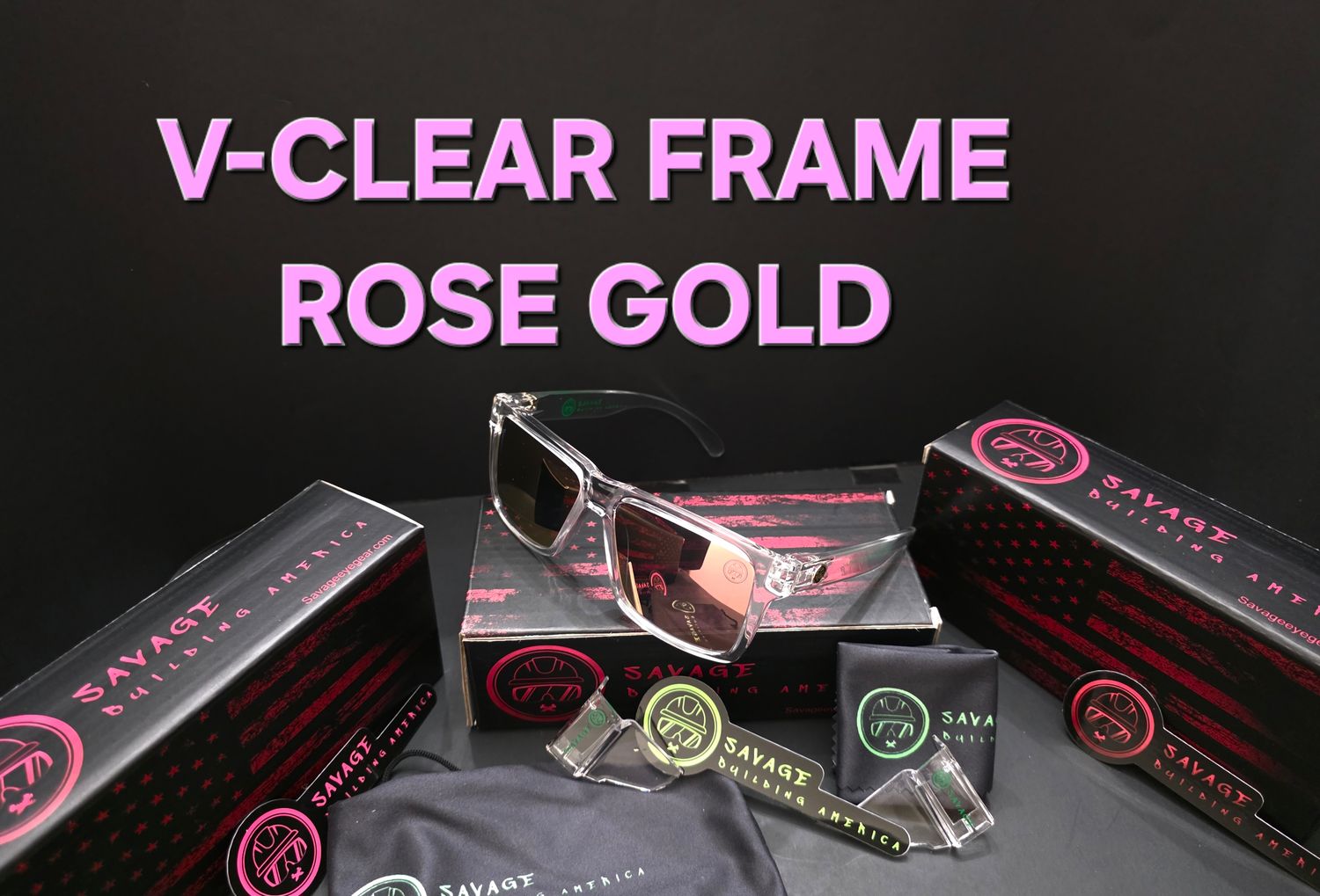 きーさーページ V-Clear Frame - Rose Gold polarized Z87.1