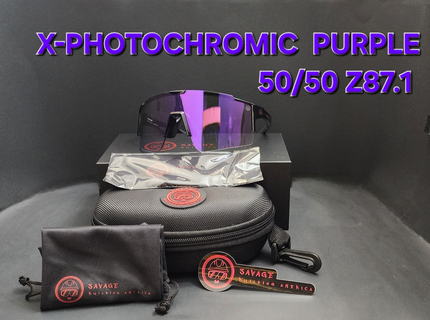 X- BLACK FRAME PHOTOCHROMIC PURPLE  50/50 Z87.1