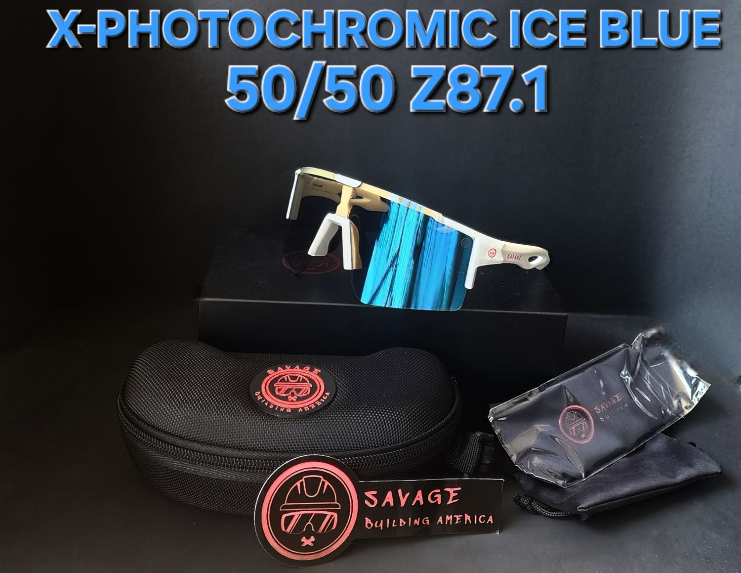 X - WHITE FRAME PHOTOCHROMIC ICE  BLUE 50/50 Z87.1