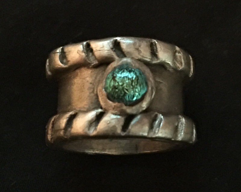 Silber 999 mit aufgesetzter Glasperle Grösse ca. 54