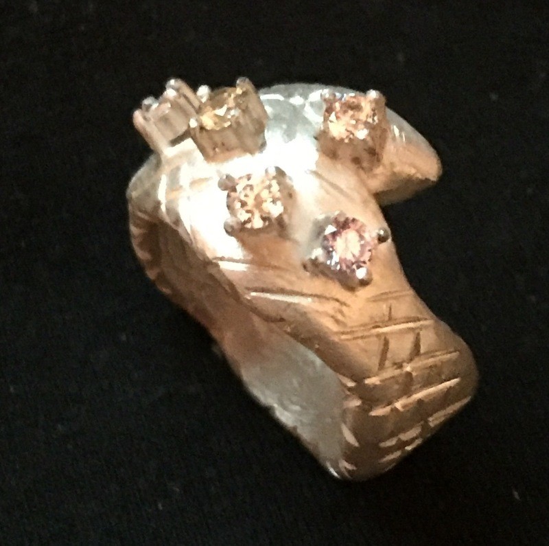 Silber 999 Ring mit 5 gefassten Zirkonias Grösse ca.57