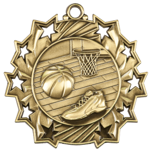 2 1/4&quot; Basketball Ten Star Medal