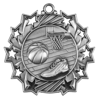 2 1/4&quot; Basketball Ten Star Medal