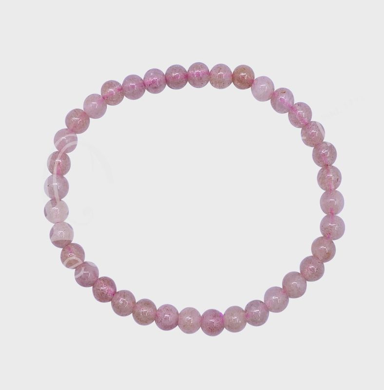 Genuine Stone Bracelet - Strawberry Quartz