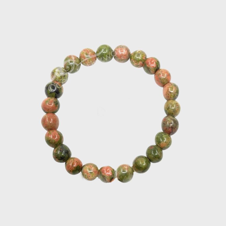 Genuine Stone Bracelet - Unakite
