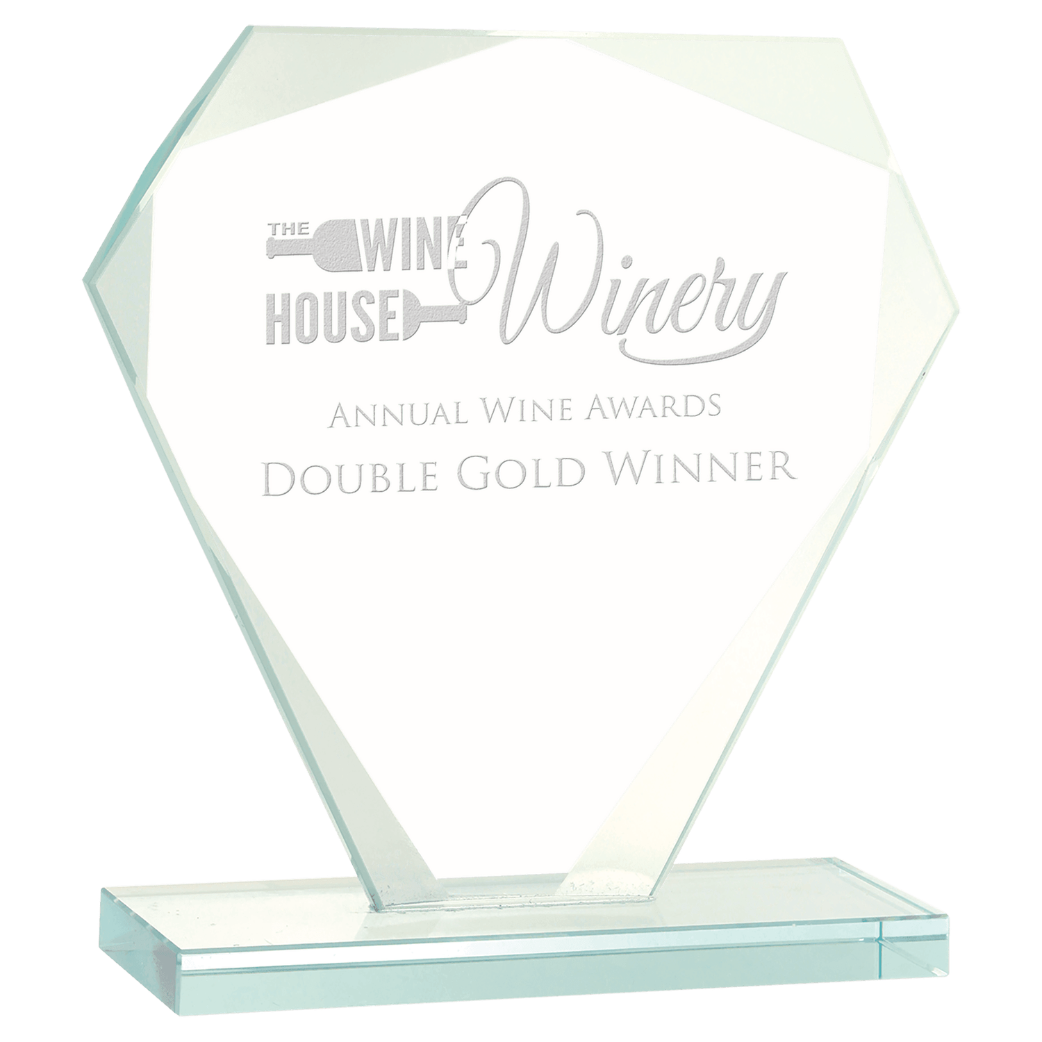 6 1/4" Cut Diamond Jade Glass Award