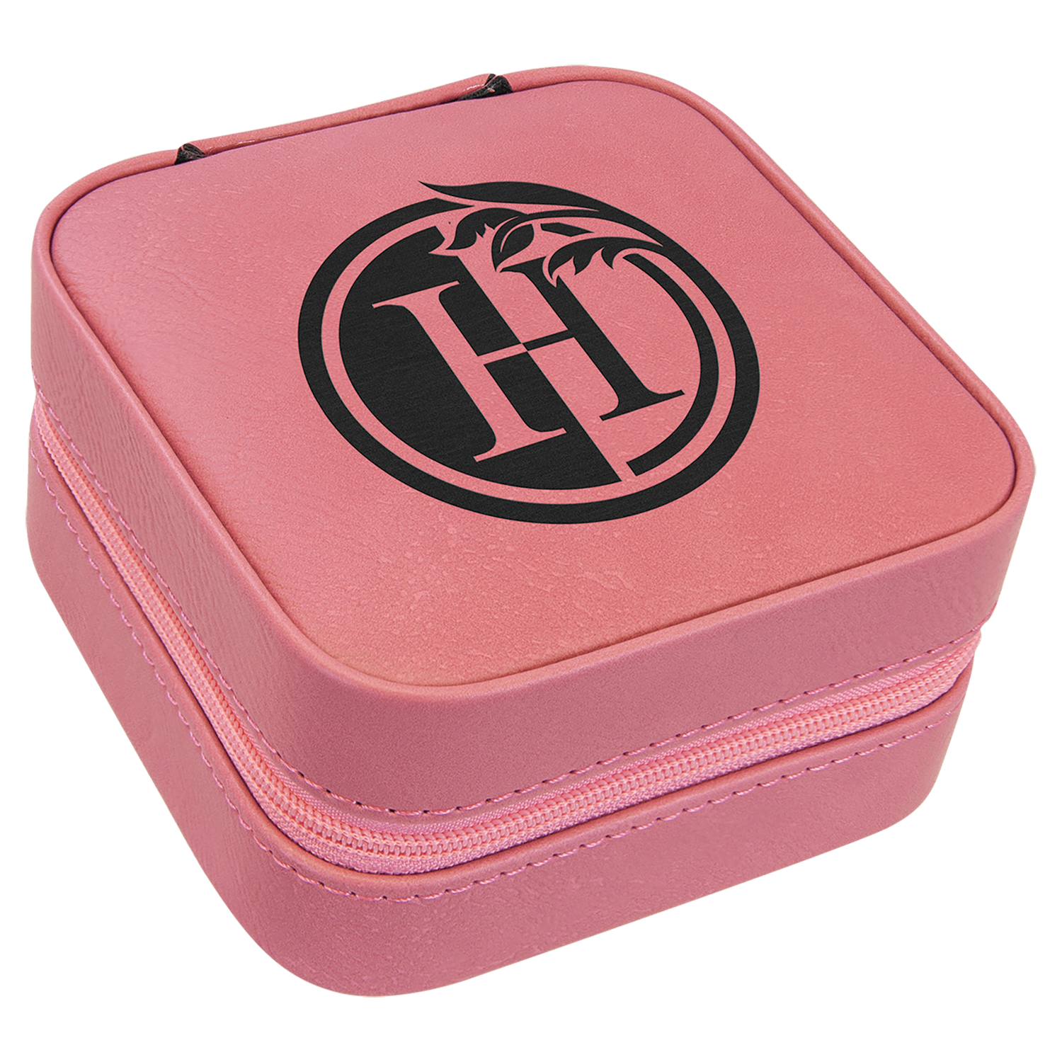 21.00 Leatherette Travel Jewelry Box - Square, Colour: Pink