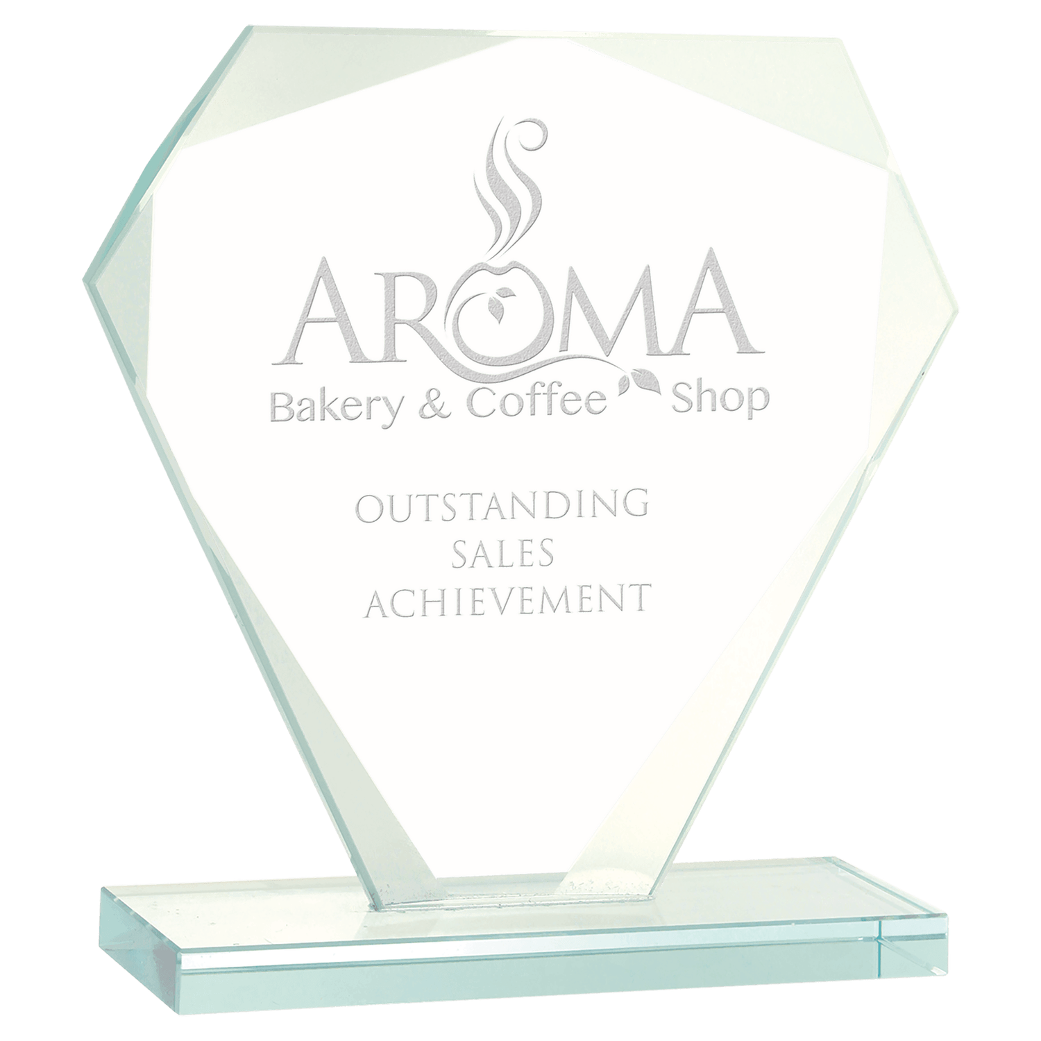 5 1/2" Cut Diamond Jade Glass Award