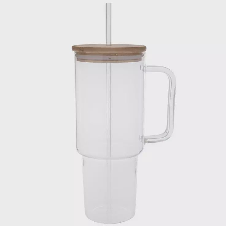 40 oz Tumbler - Glass with Bamboo Lid