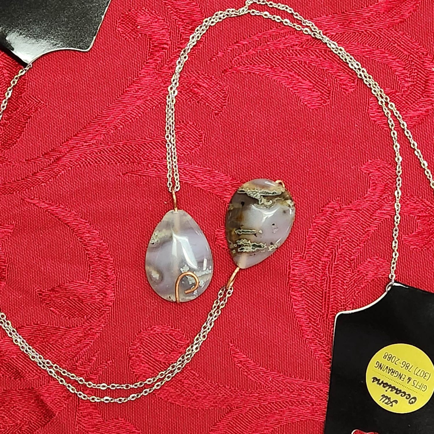 Hand Wrapped Agate Pendant with Stainless Steel Chain, Style: Common