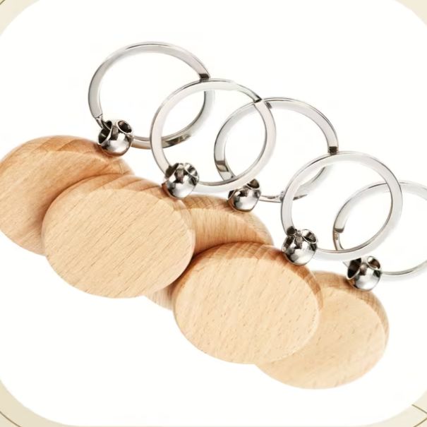 1.5" Circle Wooden Keychain