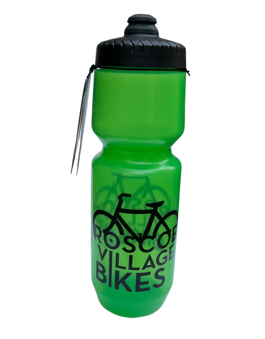 Roscoe Village Bikes Water Bottle, Color: Transparent Green